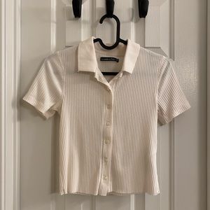 Abercrombie ribbed polo - off white - XS